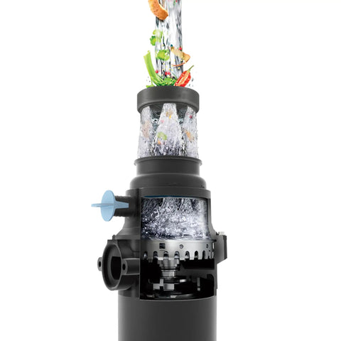 Prep Series One Half Horsepower Continuous Feed Garbage Disposal With Fast Track Technology 2600 RPM Vortex Motor in action