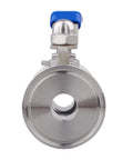 Front view of 1.5 Inch Tri Clamp Ball Valve Stainless Steel 304 PTFE Lined Sanitary Clamp Flow Control For Three Quarter Inch Tube
