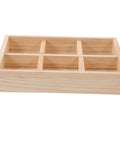 Six Compartment Wood Jewelry Tray With Multi Grid Layout For Rings And Bracelets Rustic Countertop Trinket Dish in light yellowwood.