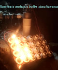 Off Grid Ready Portable Micro Hydroelectric Generator 100W for Camping and Home Use lighting multiple bulbs outdoors