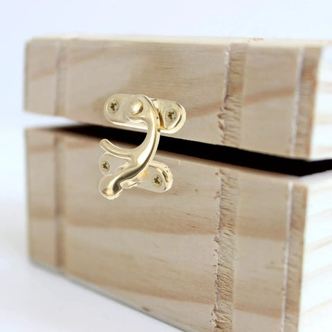 Gold Retro Mini Metal Hasp Decor DIY Kit For Wood Boxes And Suitcases, swing toggle lock on wooden box
