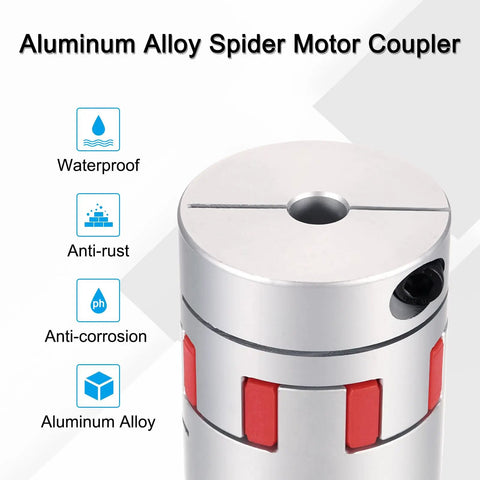 Beefy Aluminum Flexible Spider Coupling 10mm To 19mm Jaw Shaft Connector shown close-up with waterproof and anti-corrosion features.