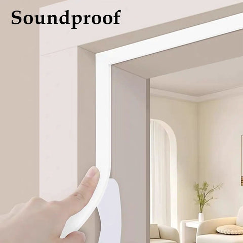 Top Tier White Weather Stripping Tape For Doors And Windows Self Adhesive High Density Foam Roll 16 4 Feet applied on door frame.