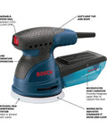 Palm Sander Kit With Dust Collector And Soft Carrying Bag 2.5 Amp 5 Inch Corded Variable Speed Random Orbital Sander Polisher
