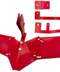 Red Rear Tine Furrower Kit for Tillers with adjustable wing, Model 15683, includes brackets, compatible with Earthquake rototillers.