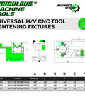 Universal CNC Tightening Fixture For CAT BT50 Collet Chucks, Beefy Yet Precise Heavy Duty Steel, Vertical Or Horizontal Mount, Easy Bench Install, Machinist Favorite For Rock Solid Grip Tension, Veteran Owned. CAT/BT 50 tightening fixture dimensions chart
