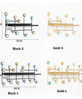 Top Shelf Wrought Iron Double Wall Hooks For Coats And Gear Rustic Entryway Organizer in black and gold variations.