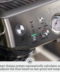 Home Barista Game Changer Smart Bean To Cup Espresso Machine With Intelligent Auto Dosing controls and dose level display.