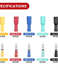 DIY Friendly 200Pcs Bullet Terminals Wire Connectors Kit For Automotive And Marine Wiring AWG 22 To 14 Female And Male Insulated