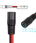 XT60I To 5.5x2.1mm Power Cable DC5521 Female Connector For Lithium Batteries And FPV Gear, Stable Battery To Device Link For Solar Panels And Power Stations, Great For Vehicles, Three Length Options, black and red DC5521 female connector close-up