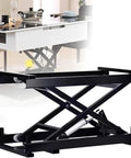 Heavy Duty Electric Scissor Lift Table With Adjustable Height Folding Hydraulic Platform Remote Manual Control For Moving Heavy Stuff 150KG Cap in black.