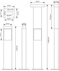 Dimensions diagram of Commercial Grade Dual Port Electric Charger Pedestal Rock Solid Aluminum Freestanding Stand.