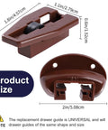 Five Piece Drawer Slides With Metal Backing And Screws, Center Mount Track Guides and Glides, detailed size measurements