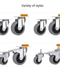 Heavy Duty Swivel Caster Wheels With Conductive Rubber Treads For Ultra Quiet Rolling And Anti Static Safety, variety of styles shown.