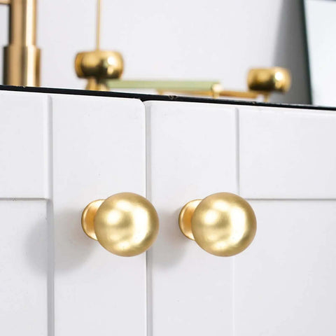 12 Pack Gold Round Cabinet Knobs Set With Zinc Alloy Drawer Pulls For Kitchen And Dresser Hardware on white cabinet