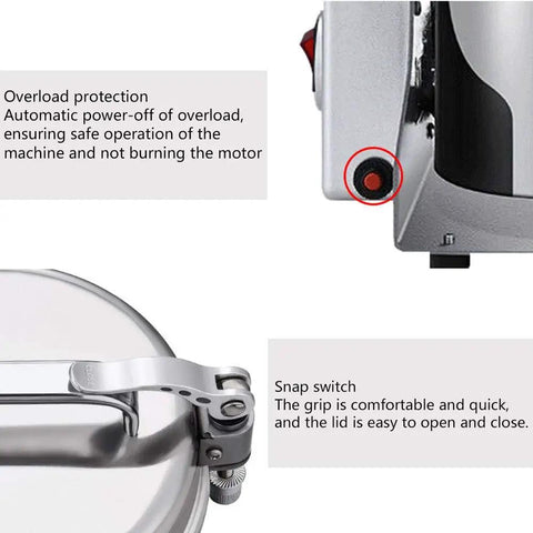 4500G High Speed Swing Type Grain Mill Grinder 2200W Stainless Steel Pulverizer lid and control features close-up