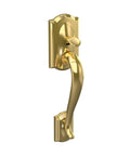 Camelot Lower Half Handleset With Accent Lever And Interior Trim In Bright Brass Left Hand Door Fits 1 3 8 Inch Doors Slick Easy Install With Phillips Screwdriver Ideal Front Entry Upgrade