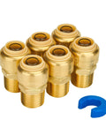 6-Pack One Half Inch By One Half Inch Push-To-Connect Male Adapters DIY Friendly For PEX Copper CPVC With Disconnect Clip
