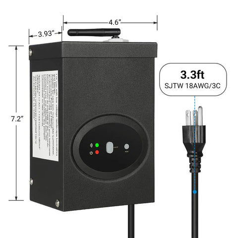 Smart WiFi Low Voltage Transformer 120W With Schedule And Timer No Hub Needed Works With Alexa And Google Home 120V AC To 12V AC