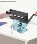 Gear Driven Bead Roller Machine for Sheet Metal, 12 Inch Throat Depth, manual crank operation on desk, black finish, close-up