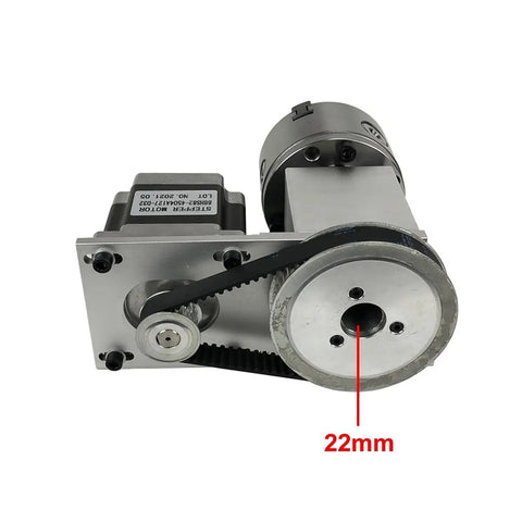 Heavy Duty 4th Axis Rotary Indexing Head With Nema 34 Stepper Motor 100mm Chuck, detailed motor and gear view.