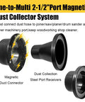 2-1/2 inch magnetic dust collector system for woodworking, fast connect duct connector with steel port receivers.