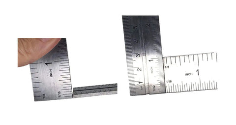 Close-up of 6-Inch Combo Square With Stainless Steel Rule Cast Zinc Body Bubble Vial And Brass Bolt showing depth measurement.