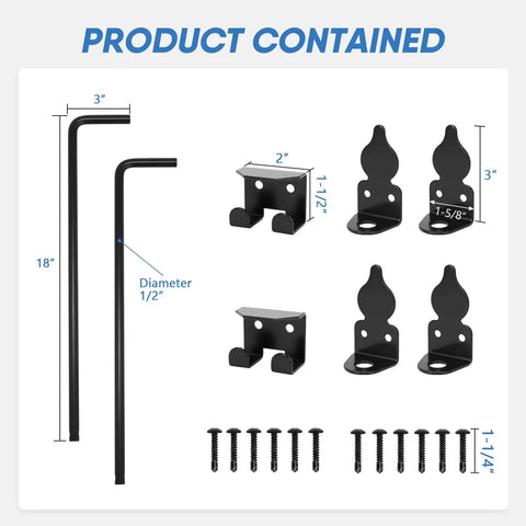 Beefy Heavy Duty Gate Cane Bolt Drop Rod 18 Inch Steel With Black Finish Two Pack For Double Doors Locks Gates Open Or Closed