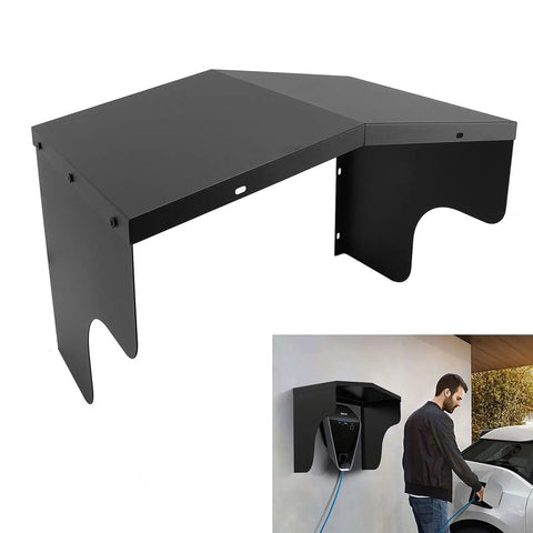 Badass Electric Vehicle Charger Cover Outdoor Protective Roof For Wall Boxes And Charging Piles Heavy Duty Carbon Steel Shield mounted above a charger.