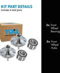 Front Wheel Bearing And Hub Kit 2 Piece Drop In Replacement For Honda Civic 1992 To 2000 And Civic Del Sol 1993 To 1997
