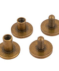 Premium Slick Heavy Duty 10 Pack 1/4 Inch Chicago Screws Brass Quick Detach Rivet Fasteners in close-up view, showing threaded posts.