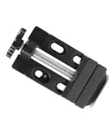 Premium Aluminum Mini Bench Vise Heavy Duty Clamping Vice With Hella Smooth Pivot And Locks Down Tight On Workbenches For Garage Repairs And Hobby Projects, top view showcasing compact design and adjustable screw.