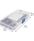 Clear plastic box containing 280 Pieces Manganese Steel Plum Tooth Lock Washers With Internal Teeth, Black Metal Retainer Rings.