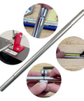 Stainless Steel Golf Club Extensions 0.600 Inch Butt Diameter 3 Piece Set Rust Proof Electroplated Shaft Extensions displayed with tools.