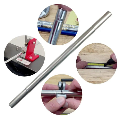 Stainless Steel Golf Club Extensions 0.600 Inch Butt Diameter 3 Piece Set Rust Proof Electroplated Shaft Extensions displayed with tools.