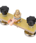 Heavy Duty Magnetic Ground Wire Clamp For Welding With Insulated Holder To Keep Workshop Repair And Metal Fabrication Projects Connected And Squeaky Clean, featuring black knobs and copper connection.