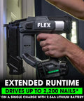 24V Brushless Cordless 18 Gauge Brad Nailer Kit in use, precise nailing on trim with 2.5Ah battery, lightweight and efficient.