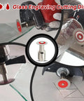 Close-up of Five Pack Dope Mini Diamond Glass Cutting Disc Set with 30mm blades cutting glass in various machines.