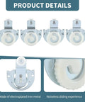 4 Pieces Sliding Closet Door Rollers Set With Eight Screws For Top Hung Wardrobe Sliding Doors Hardware Includes Two Roller Types Adjustable Door Hooks Durable Metal Wheels For Smooth Quiet Operation, shown in package with durable metal wheels and adjustable hooks.