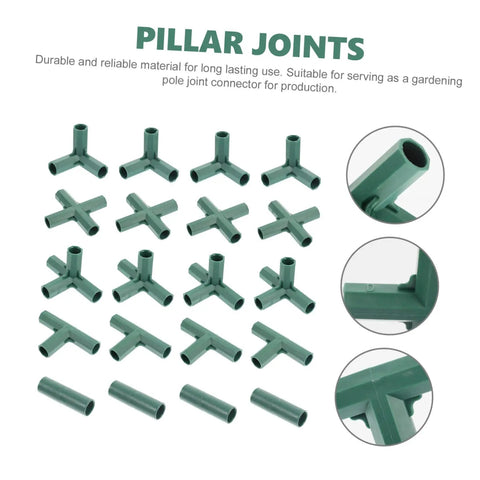 20 Piece Durable Gardening Frame Connectors Tubes Joints for Greenhouse Flexible Support Brackets for Plant Growth Heavy Duty Reinforcement for Polytunnel and Outdoor Use