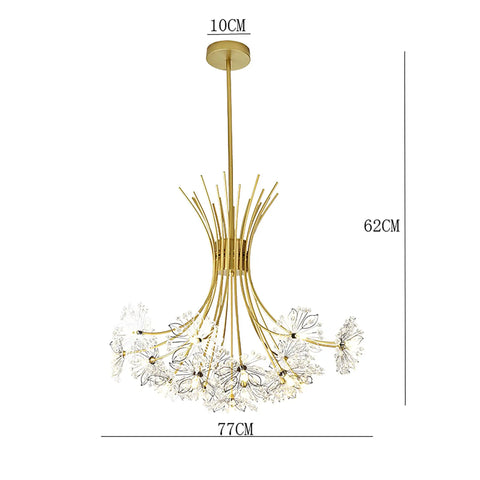 Dope Modern Gold Crystal Chandelier Bouquet Pendant Light With Flower Dandelion Design Hanging Ceiling Fixture For Living Room Or Restaurant