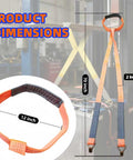 Heavy Duty Forklift Battery Lifting Sling With 12 Inch Wire Hook And Round Ring, Vinyl Coated Hooks, Orange, 70 inch length
