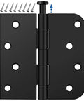 3 Pack Matte Black Door Hinges 4 Inch with heavy duty iron frame and installation screws, displaying a closed hinge with mounting holes.