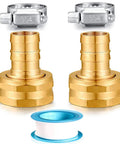 Solid Brass Garden Hose Repair Kit With Stainless Steel Clamps, Male Adapter, Female Swivel Fitting, 5/8 Barb X 3/4 Female, Includes Rubber Gasket And PTFE Seal Tape, Two Sets.