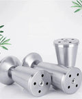 8 Piece Adjustable Stainless Steel Sofa Legs Replacement Set With Threaded Precision Leveling Feet displayed on white background.