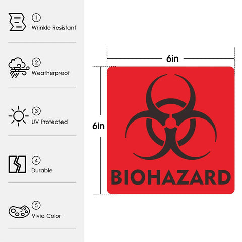 Heavy Duty 12 Pack Biohazard Stickers 6X6 Inches Real Thick Vinyl Decals Self Adhesive No Joke waterproof red biohazard label