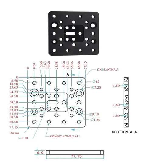 CNC 3D Printer Z Axis Lead Screw T8 8mm With C Beam Sliding Table technical blueprint with dimensions and layout.