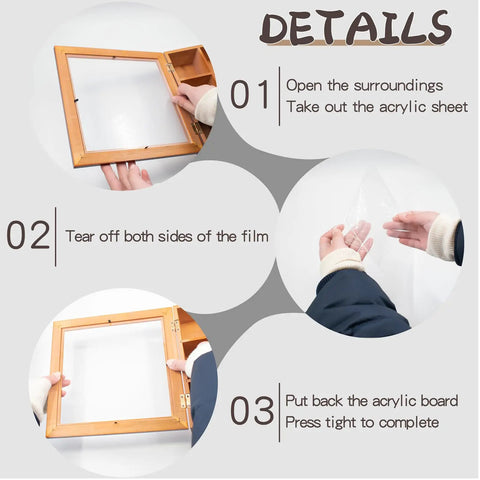 Steps to install acrylic sheet in Nine Hole Golf Ball Display Case With Ring Bases for Tabletop or Wall Mount