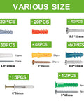 Drywall Anchor Kit With Screws 144 Piece Color Coded Wall Anchors And Self Tapping Screws Six Sizes Plastic Wall Plugs