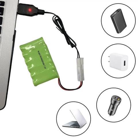 9.6V NiMH NiCd Battery Charger Cable With Tamiya Plug for RC cars, tanks, planes, and boats, USB powered charging solution
